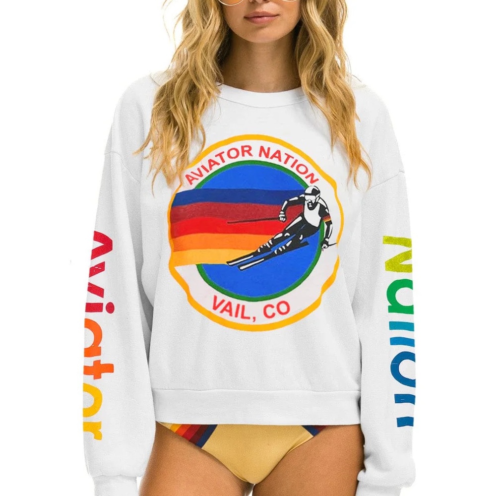 Aviator Nation Vail Relaxed Crew Sweatshirt Sz L